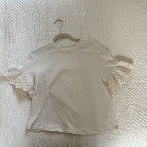 & Other Stories short sleeve ivory eyelet blouse top